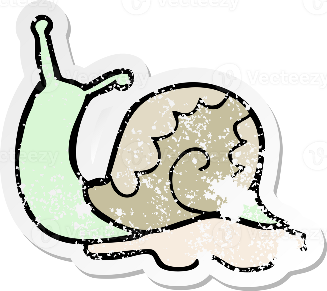 distressed sticker of a cartoon snail png