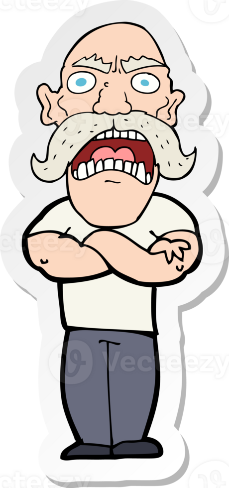 sticker of a cartoon angry man png