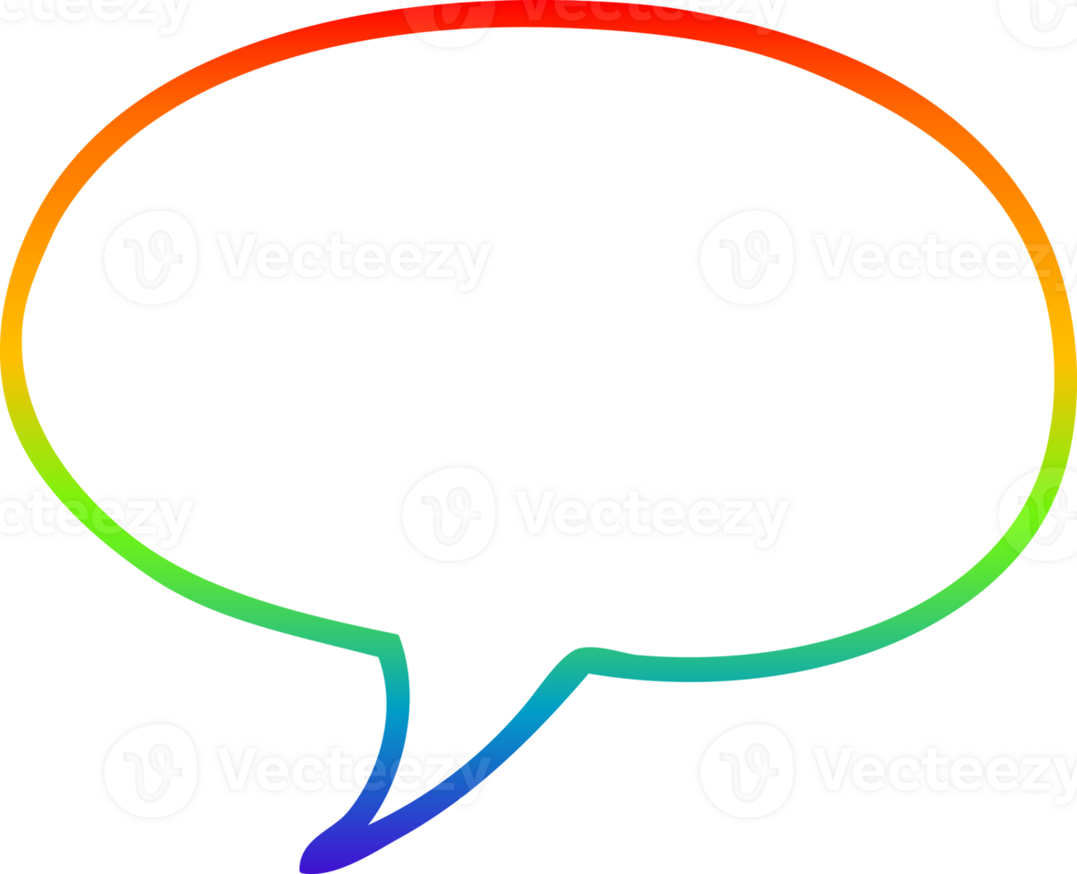 rainbow gradient line drawing of a cartoon speech bubble png