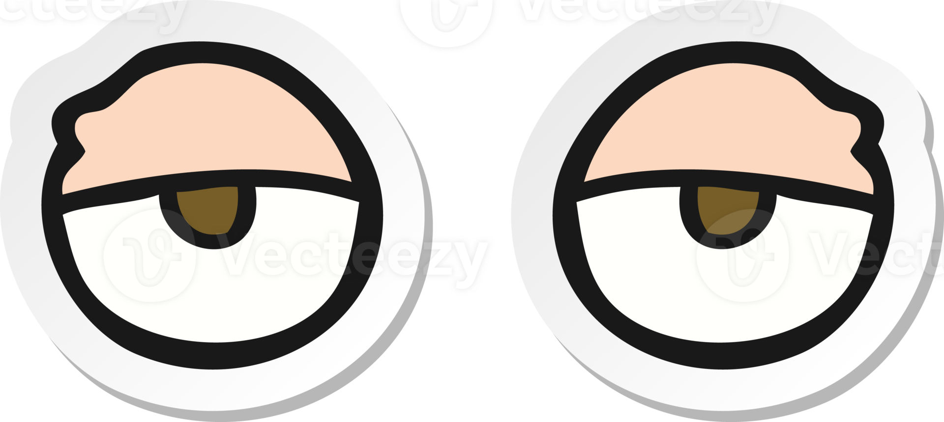 sticker of a cartoon tired eyes png