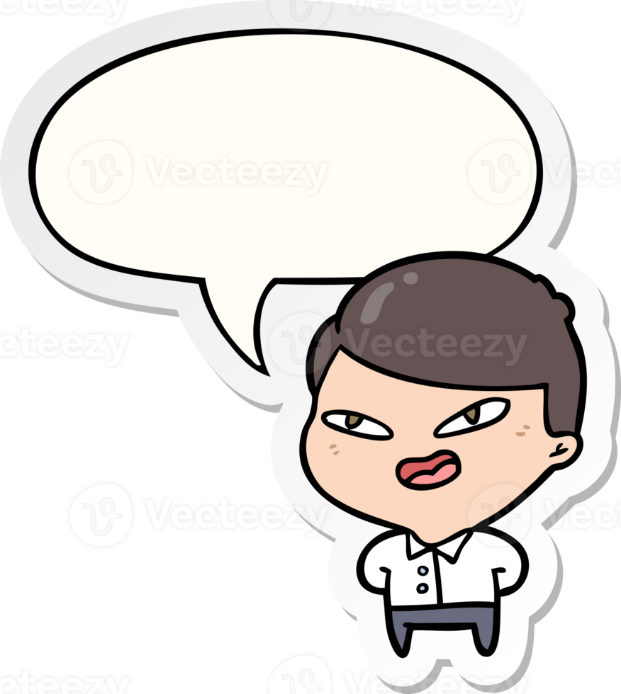 cartoon happy businessman with speech bubble sticker png