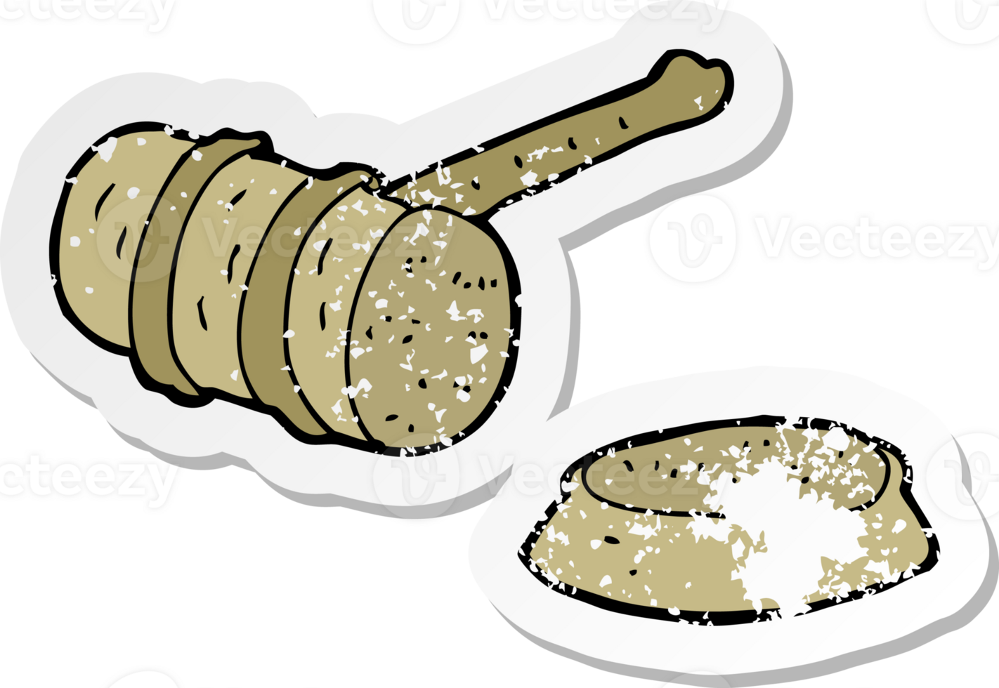 retro distressed sticker of a cartoon gavel png