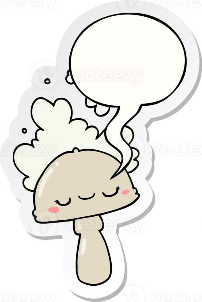 cartoon mushroom with spoor cloud with speech bubble sticker png