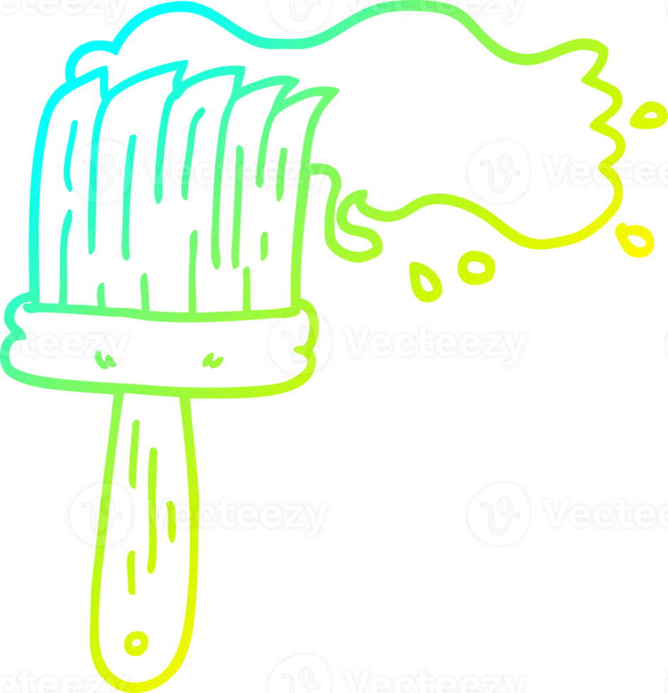 cold gradient line drawing of a cartoon paint brush png