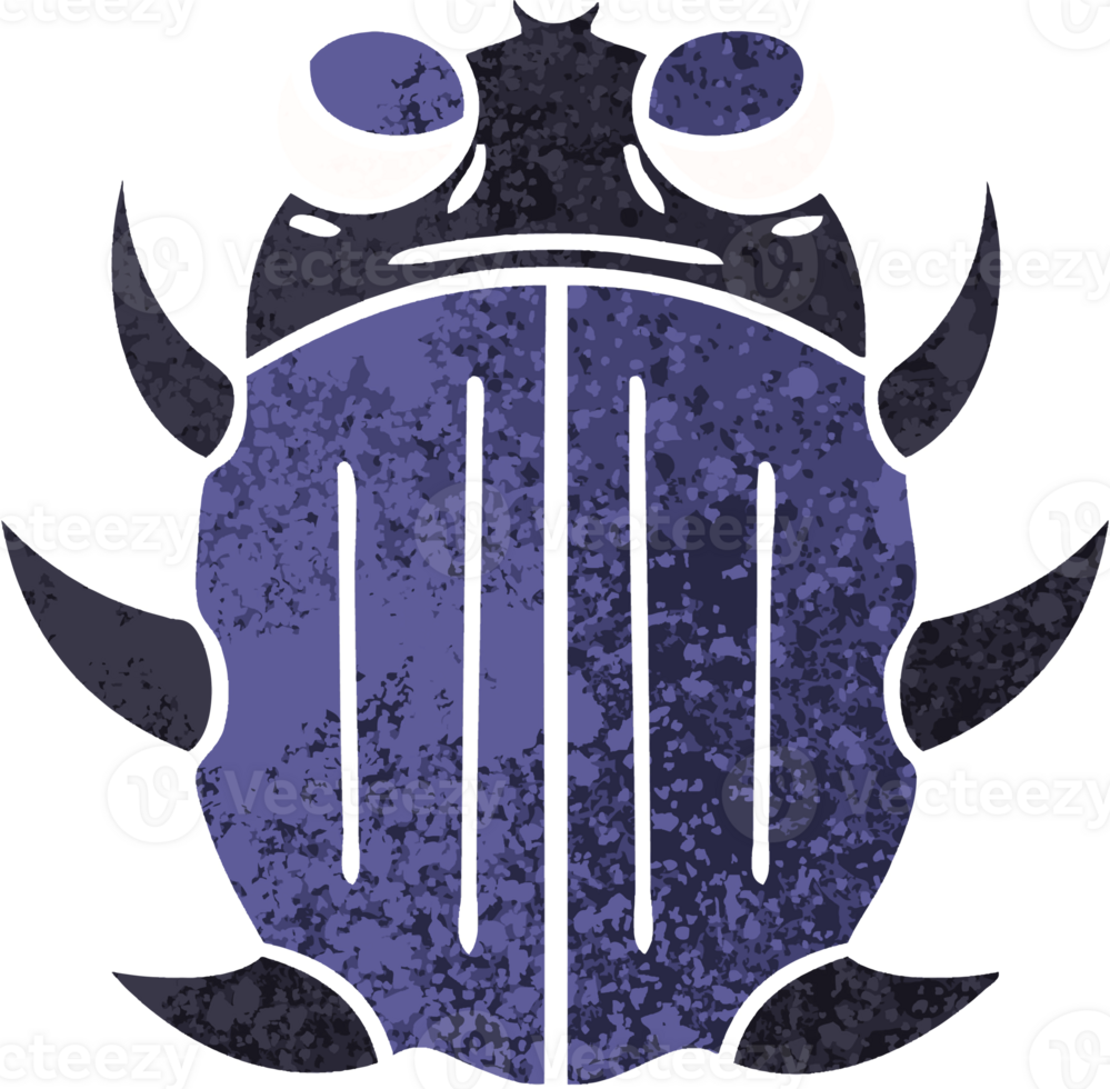 retro illustration style quirky cartoon beetle png