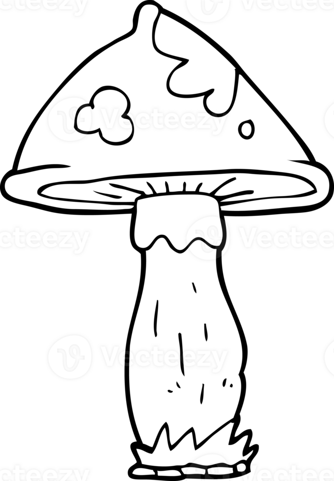 hand drawn black and white cartoon mushroom png