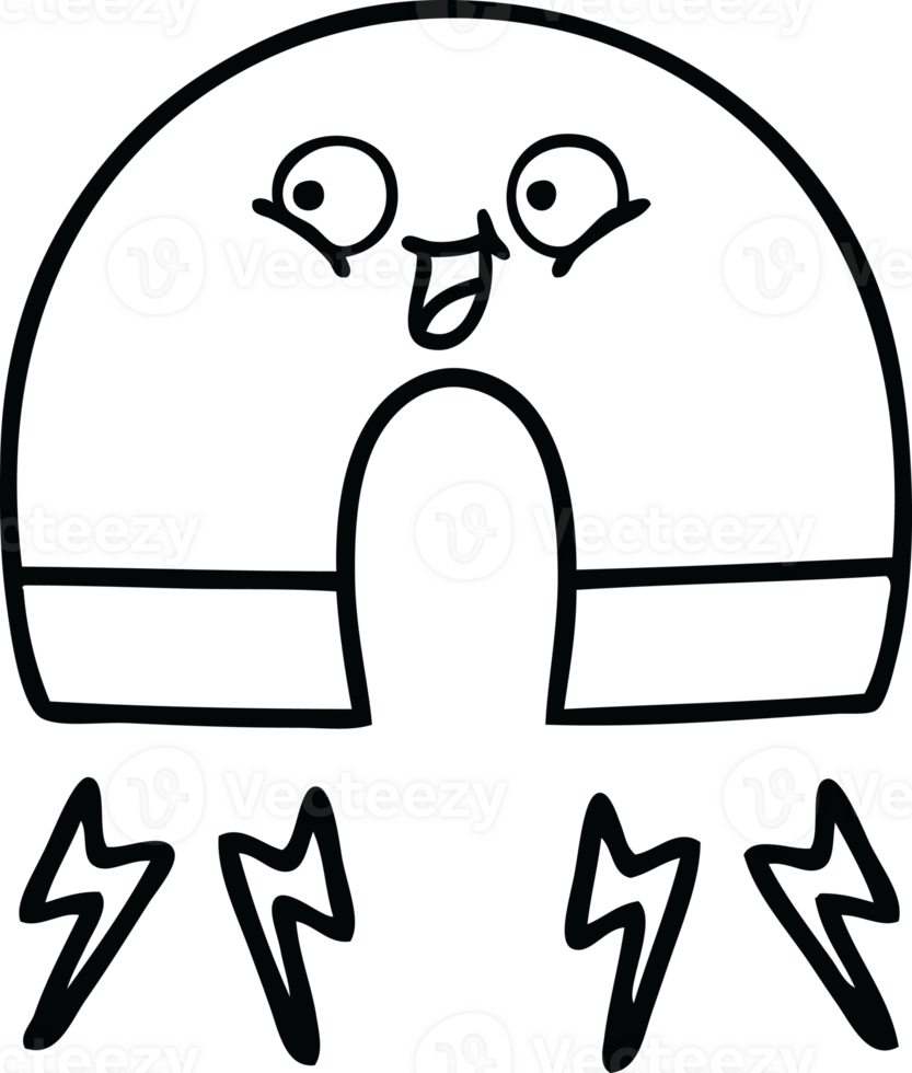line drawing cartoon of a magnet png