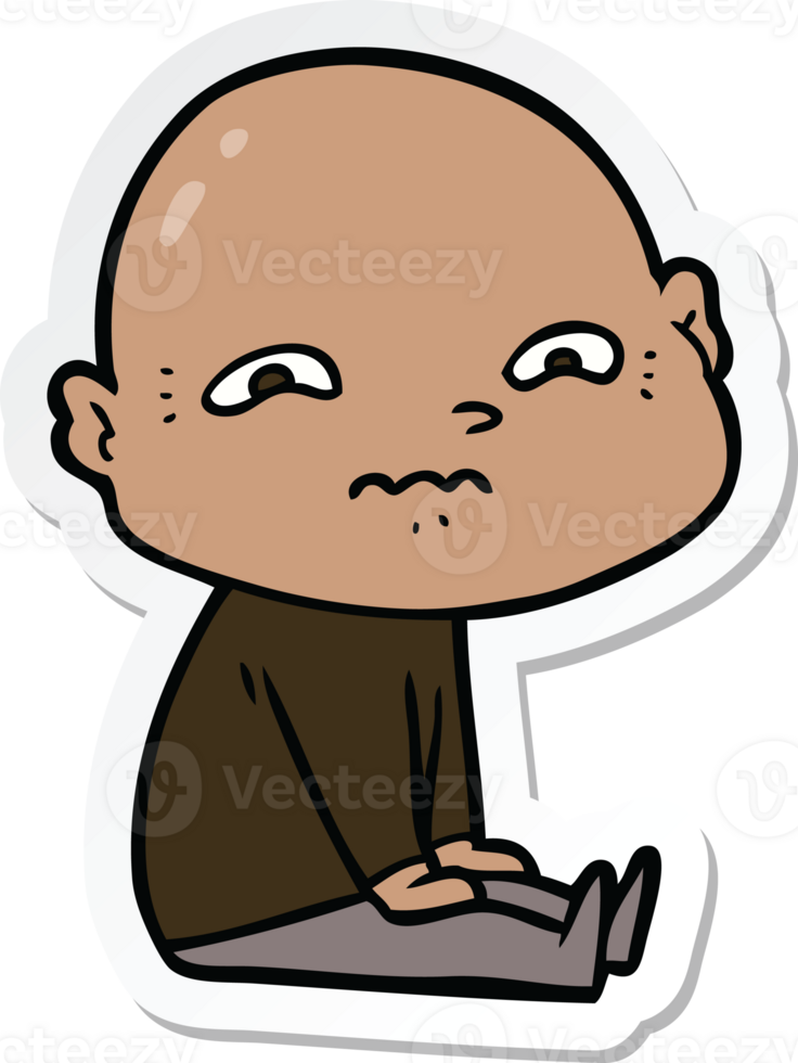 sticker of a cartoon nervous man png