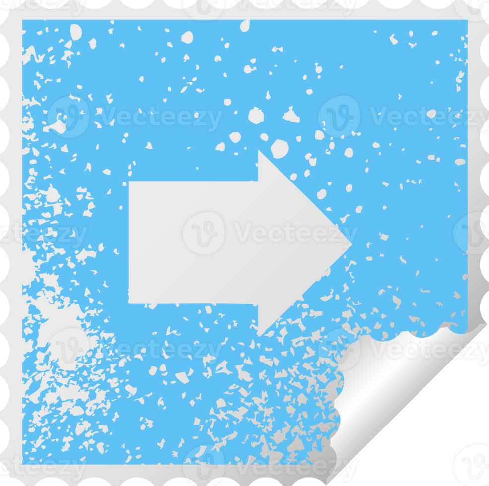 distressed square peeling sticker symbol of a arrow symbol png