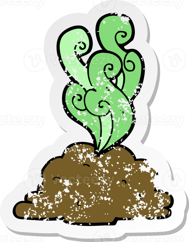 retro distressed sticker of a cartoon smelly poop png