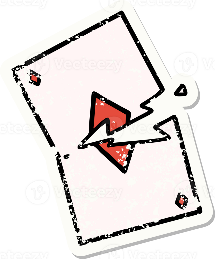 distressed sticker tattoo in traditional style of a torn card png