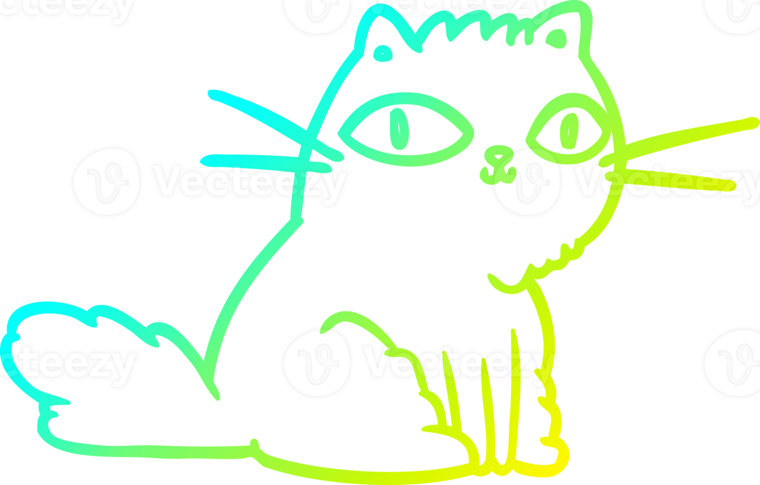 cold gradient line drawing of a cat looking right at you png