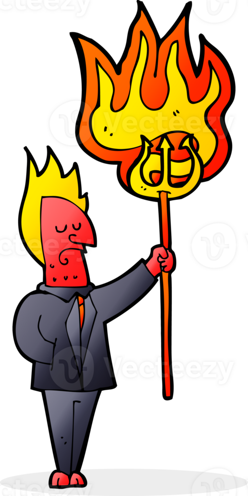 cartoon devil with flaming pitchfork png
