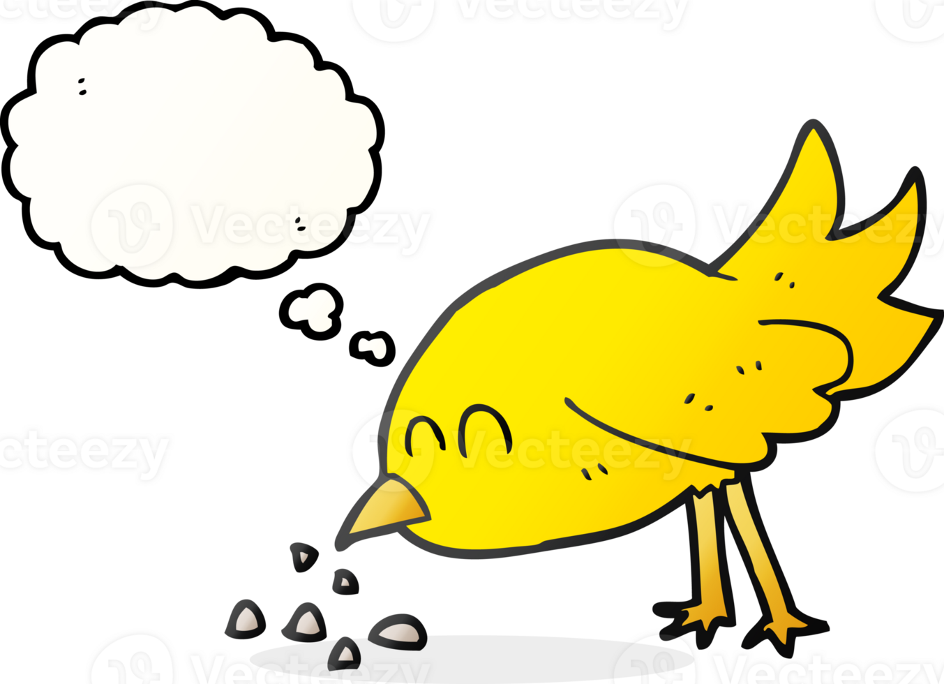 hand drawn thought bubble cartoon bird pecking seeds png