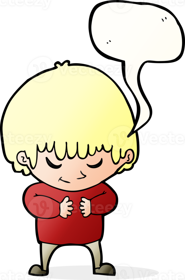 cartoon shy boy with speech bubble png