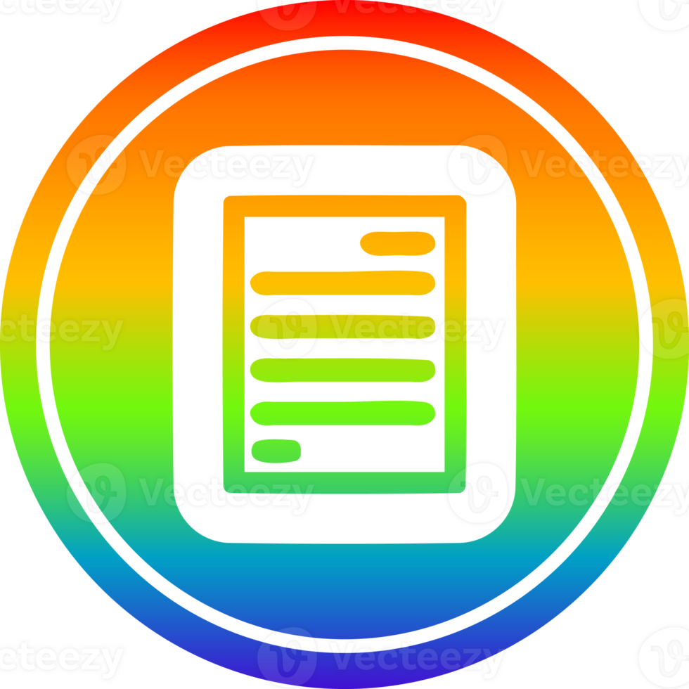 oficial documento circular ícone com arco Iris gradiente terminar png