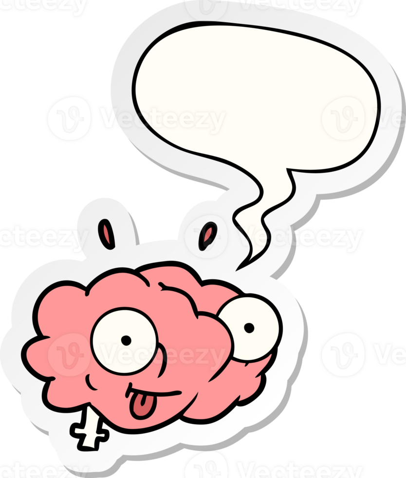 funny cartoon brain with speech bubble sticker png