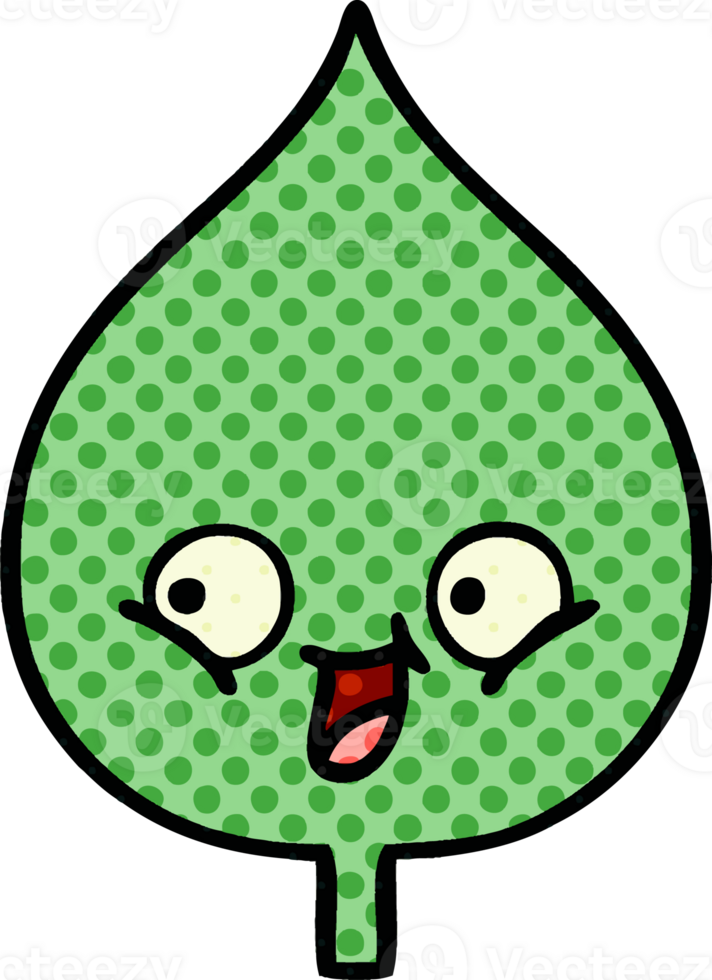 comic book style cartoon of a expressional leaf png