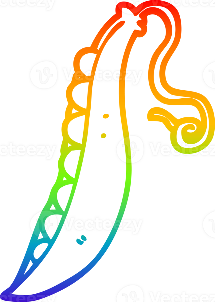rainbow gradient line drawing of a cartoon peas in pod png
