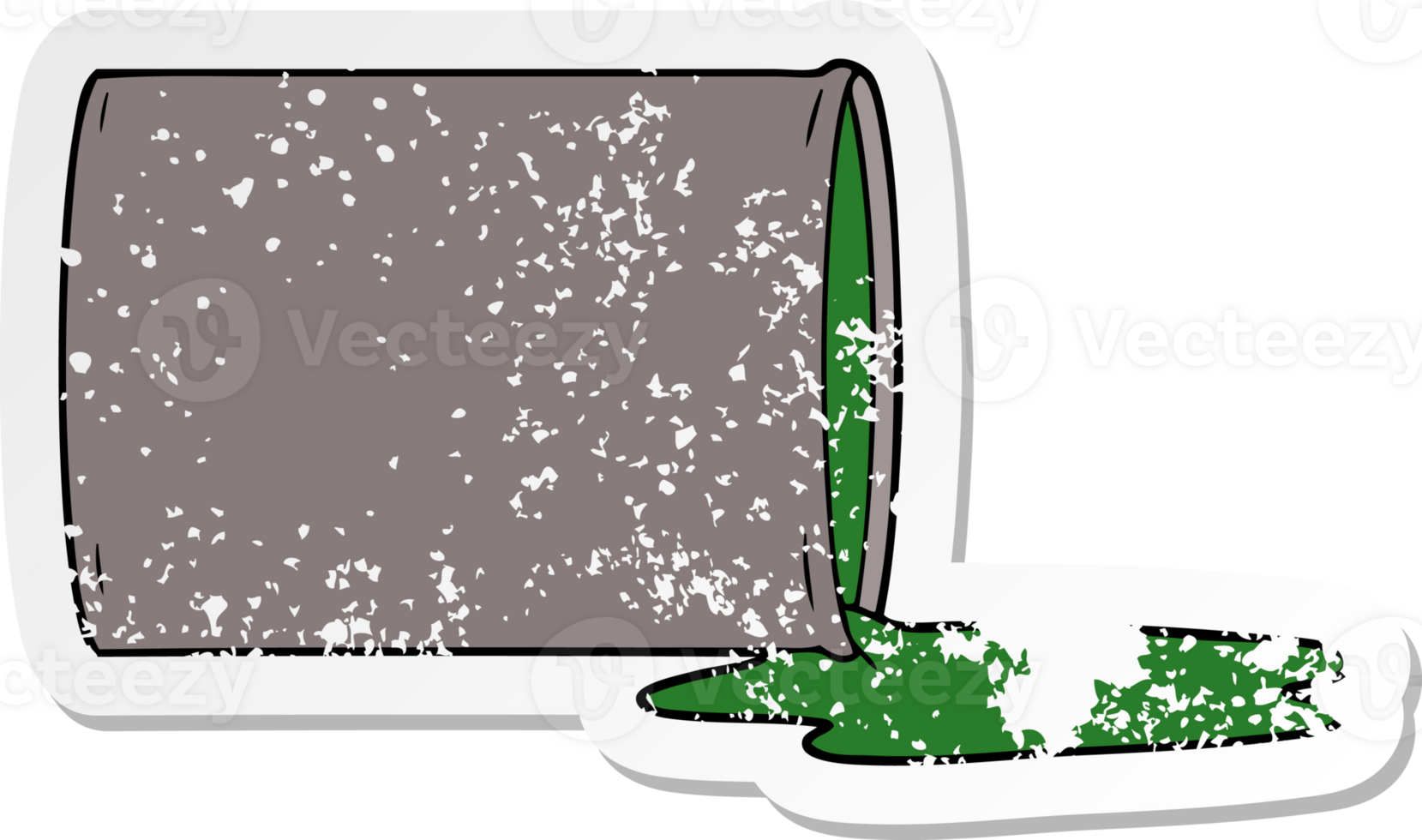 distressed sticker of a cartoon toxic waste png