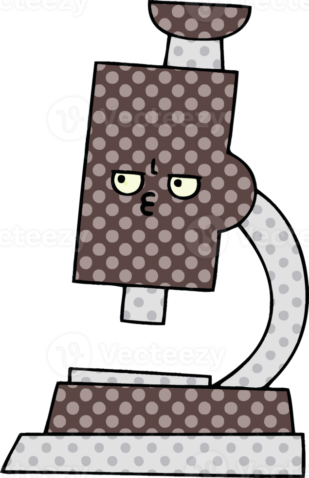 comic book style cartoon of a microscope png