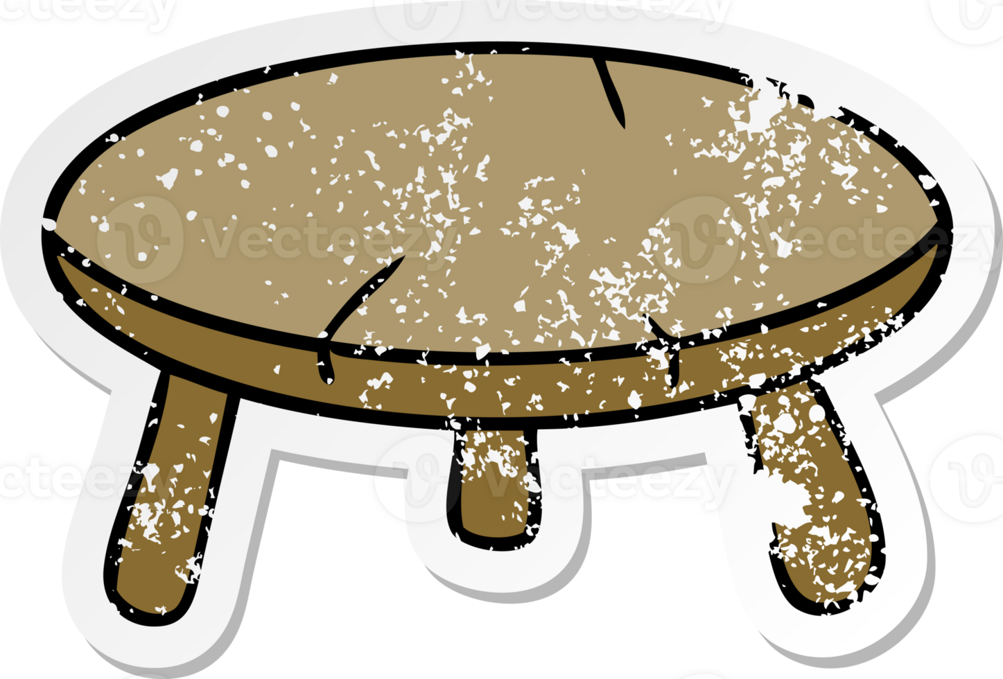 hand drawn distressed sticker cartoon doodle of a wooden stool png