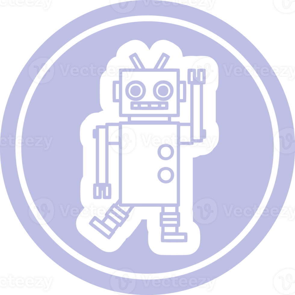 dancing robot circular icon symbol png