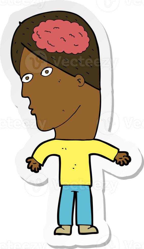 sticker of a cartoon man with brain symbol png