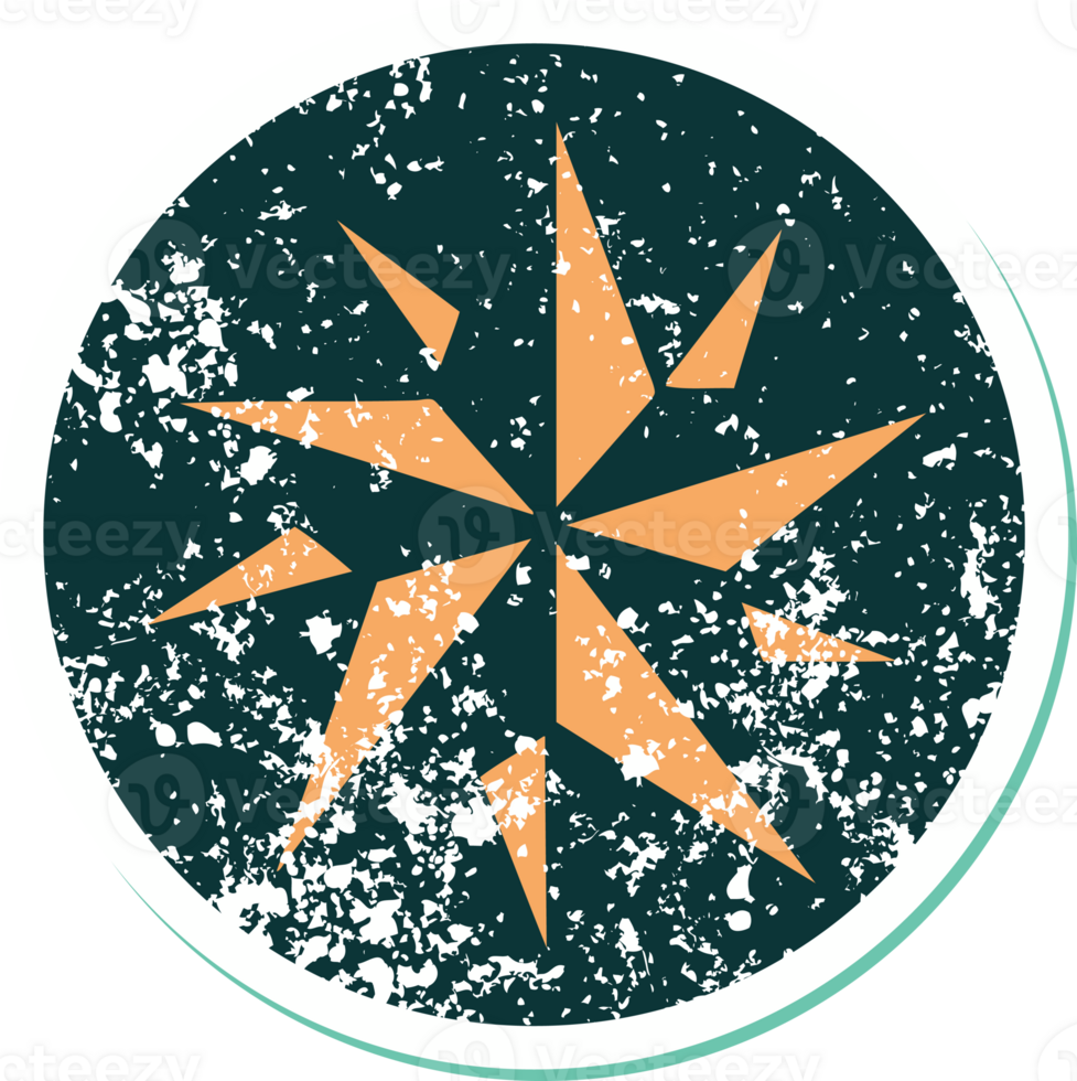 iconic distressed sticker tattoo style image of a star png