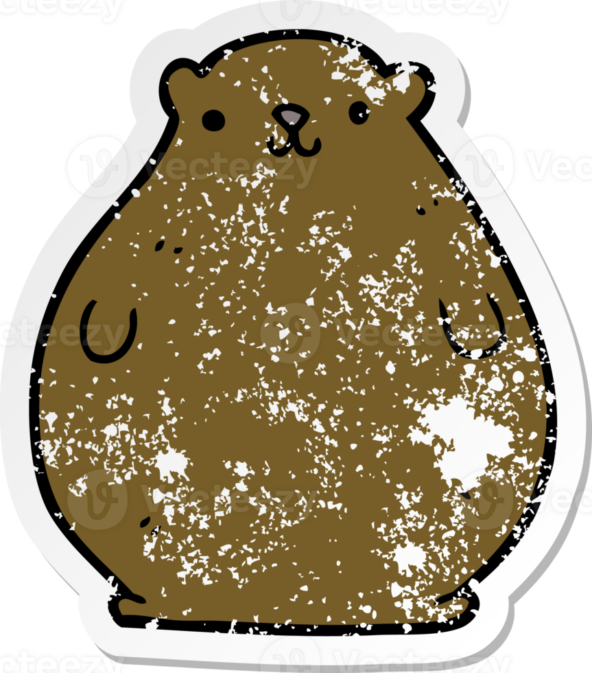 distressed sticker of a cartoon bear png
