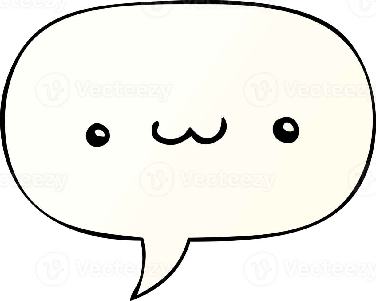 happy cartoon expression with speech bubble in smooth gradient style png