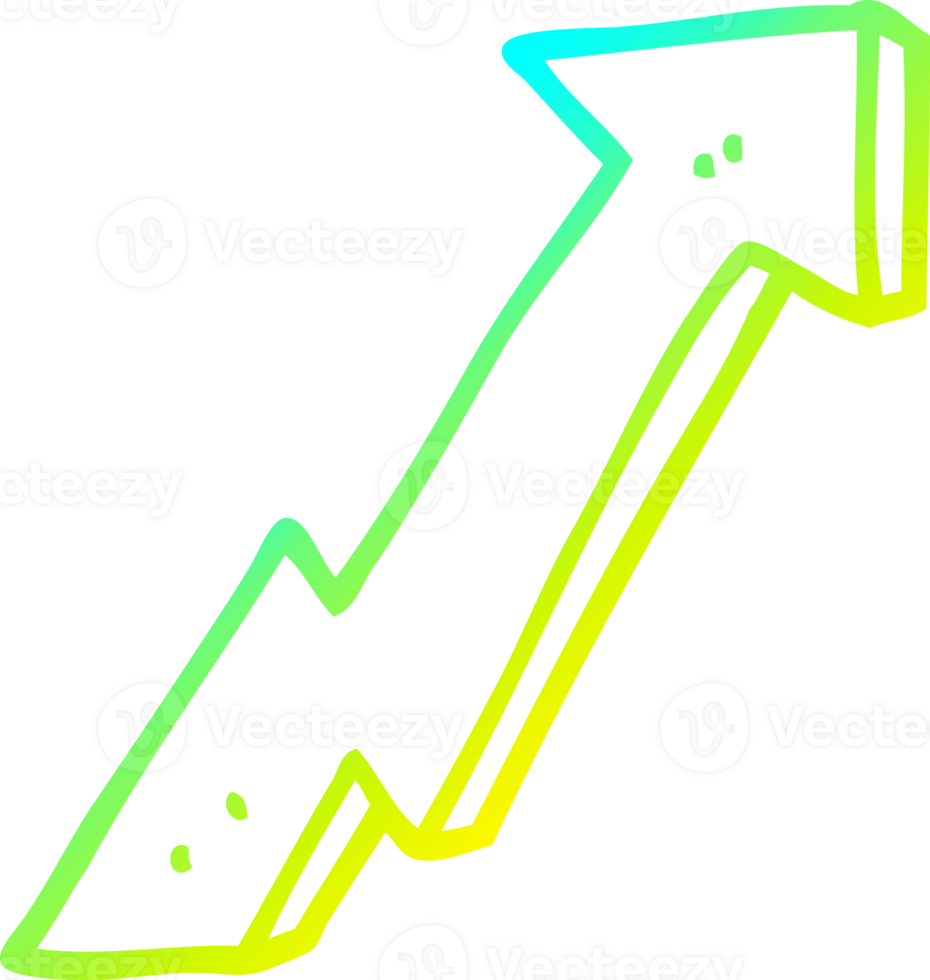 cold gradient line drawing of a cartoon positive growth arrow png