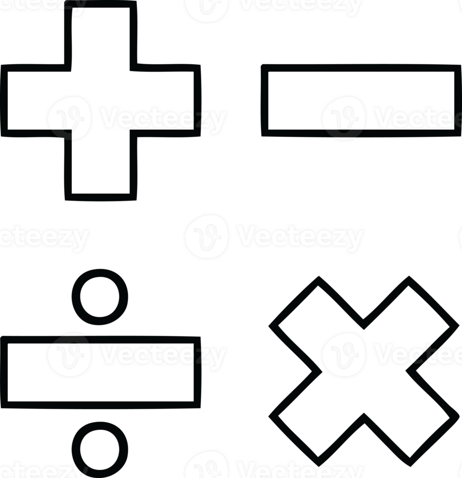line drawing cartoon of a math symbols png