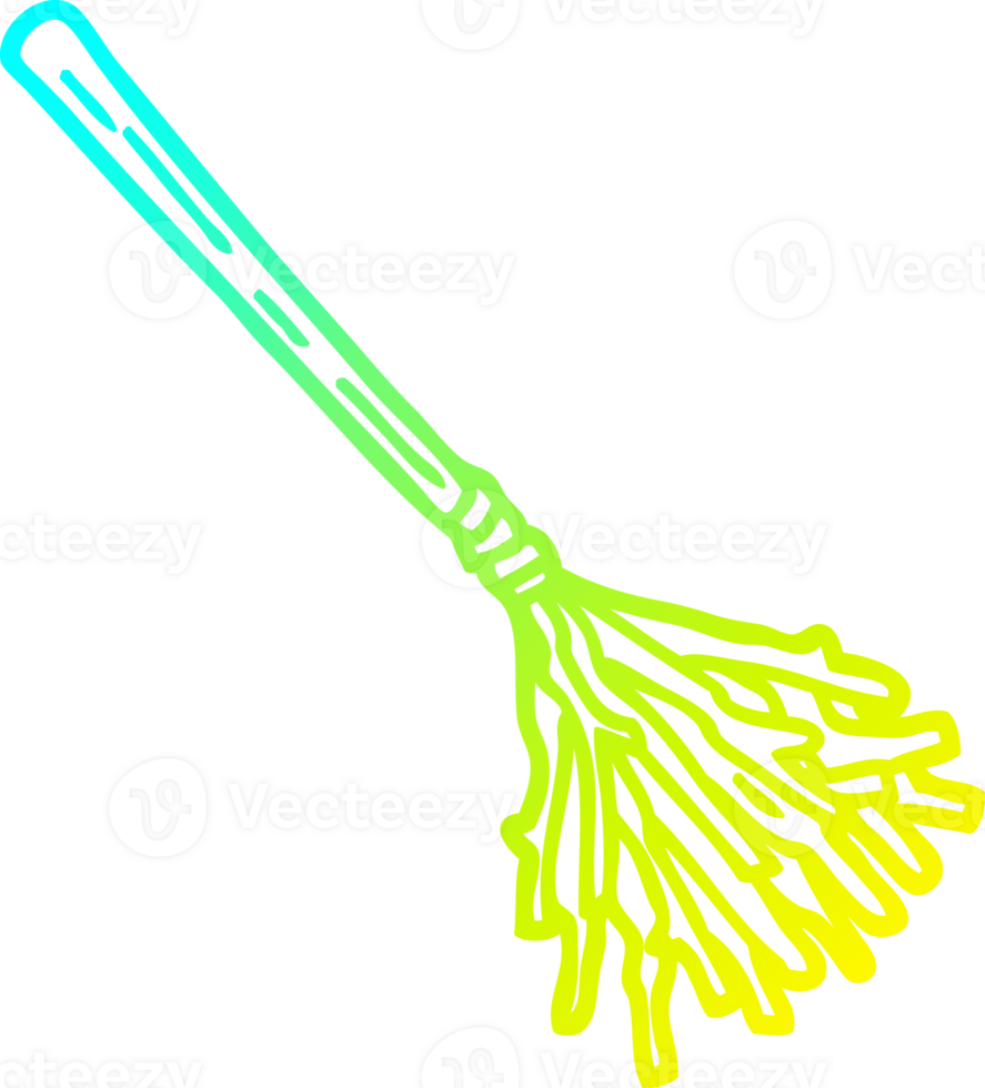 cold gradient line drawing of a cartoon witches broomstick png