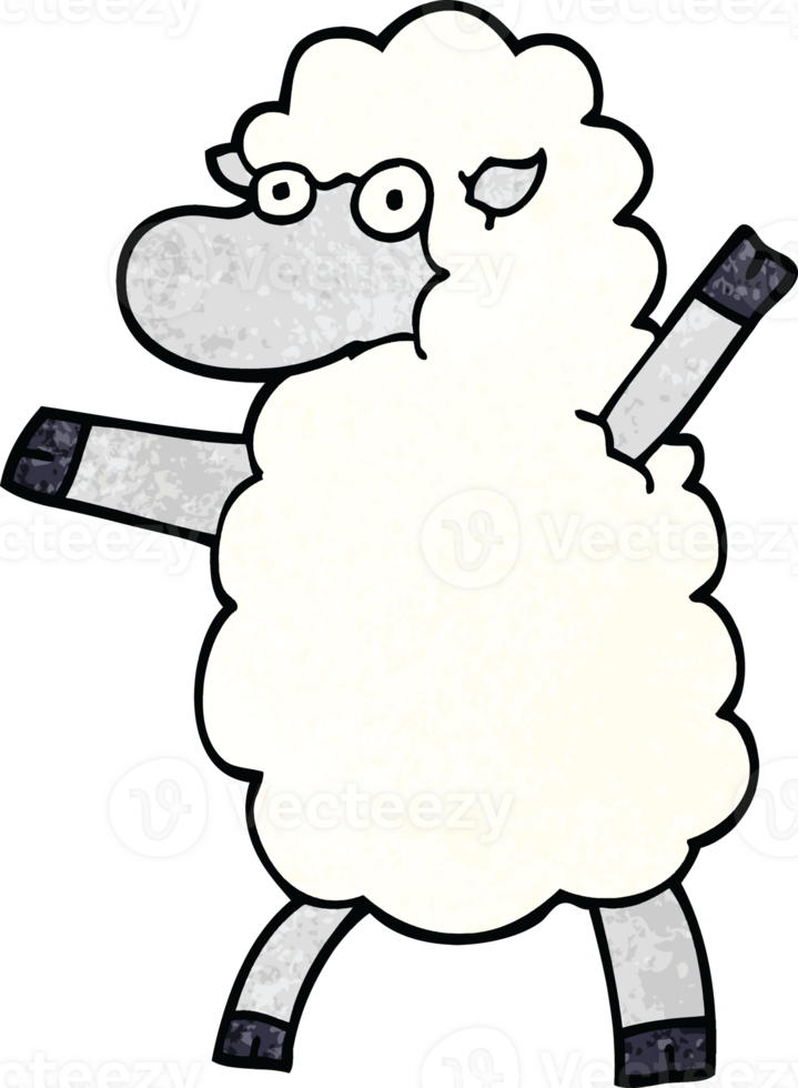 cartoon doodle sheep standing upright png