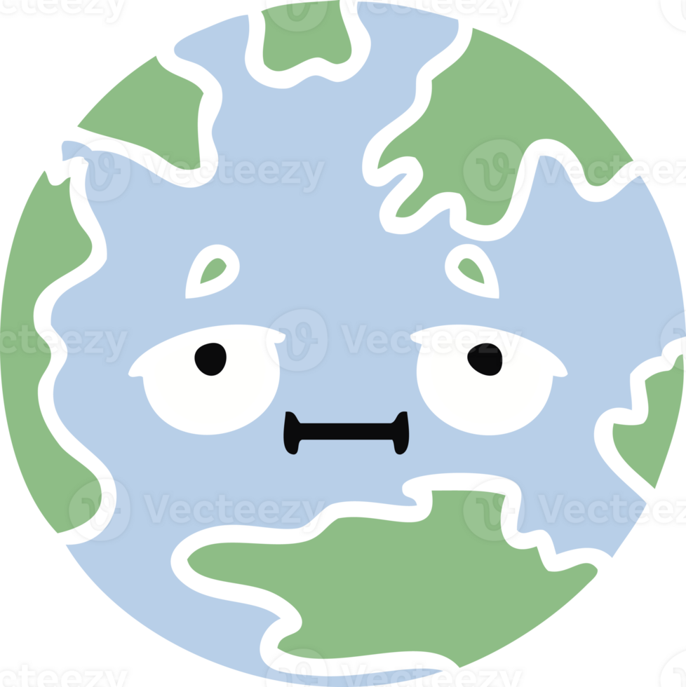 flat color retro cartoon of a planet earth png