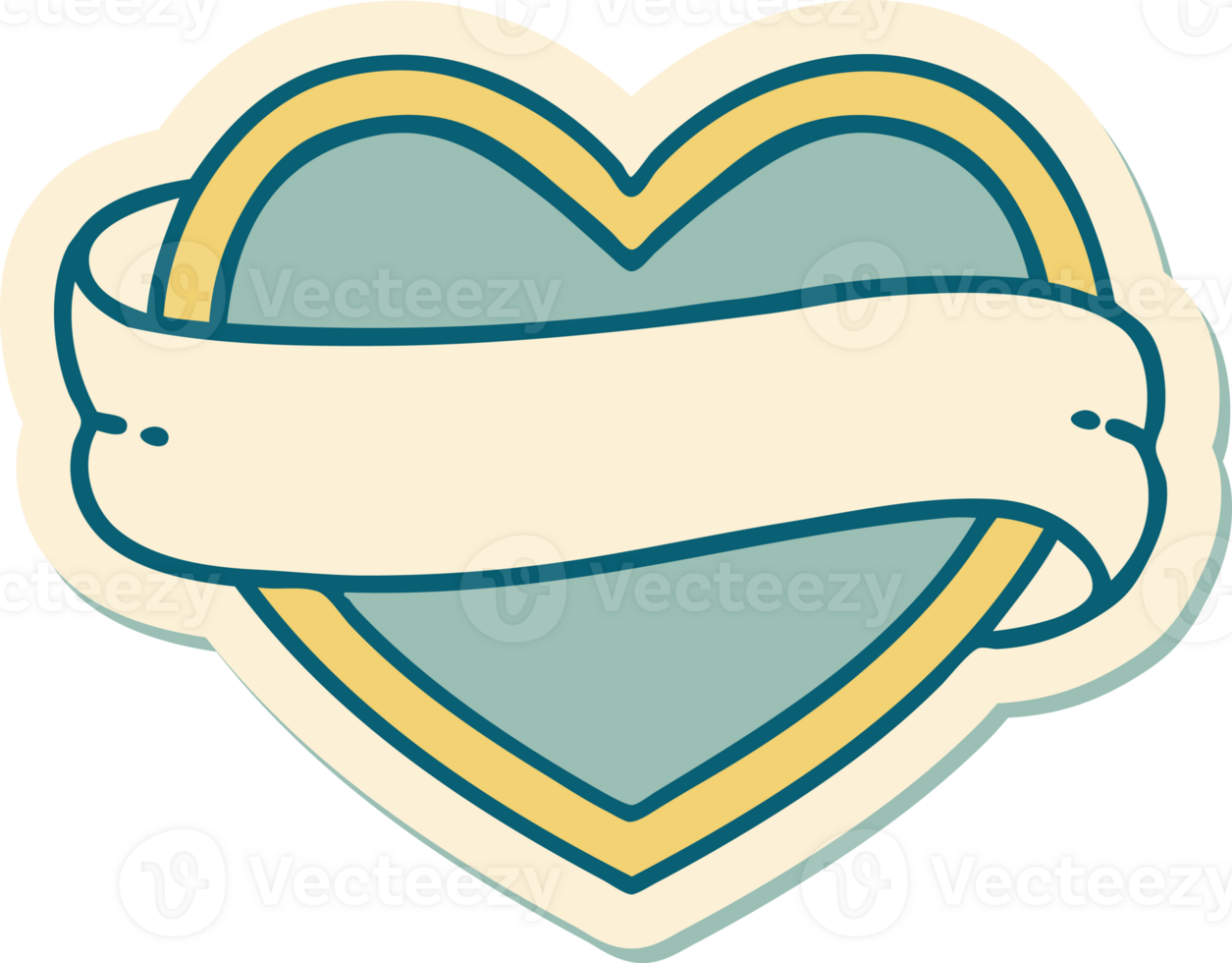 sticker of tattoo in traditional style of a heart and banner png