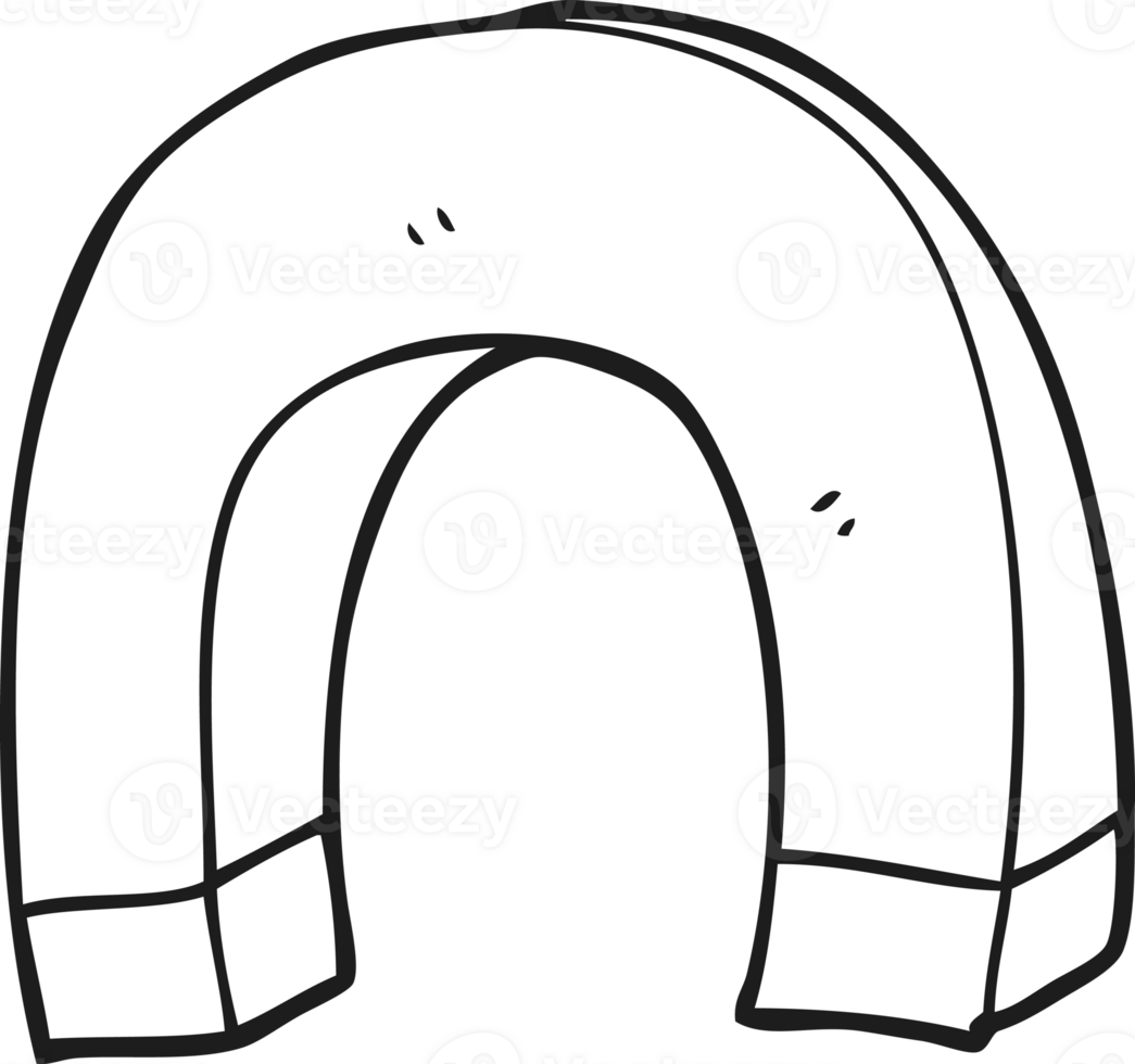 hand drawn black and white cartoon magnet png