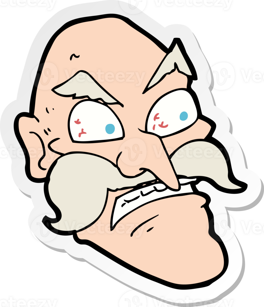 sticker of a cartoon angry old man png