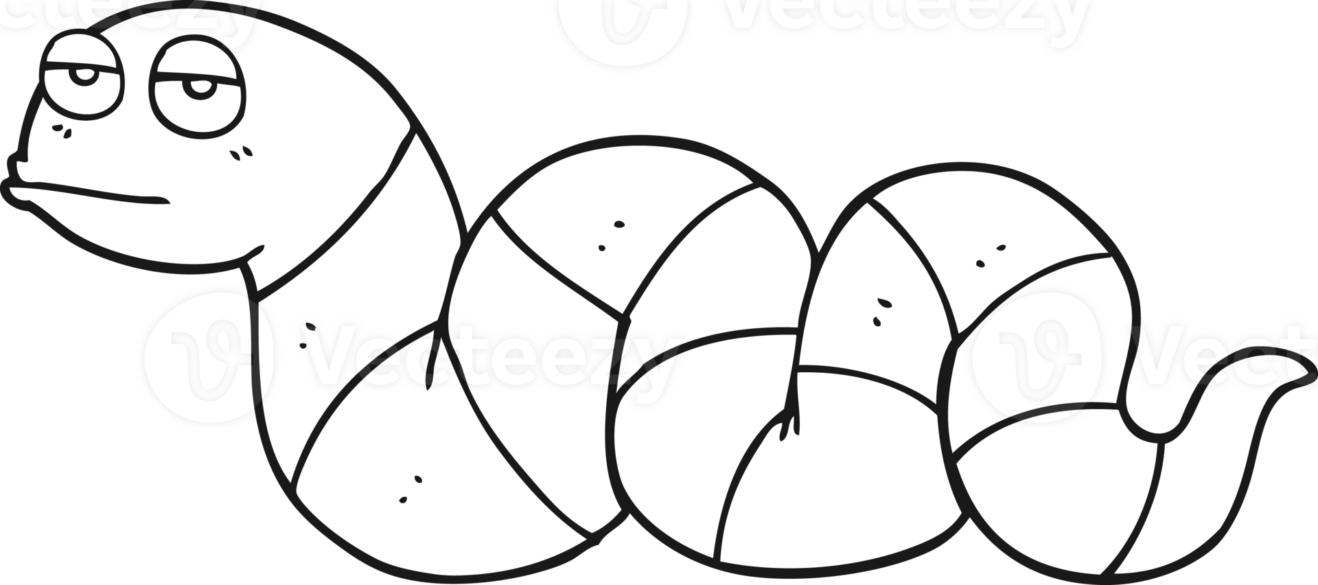 hand drawn black and white cartoon bored snake png