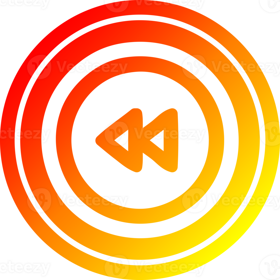 rewind button circular icon with warm gradient finish png