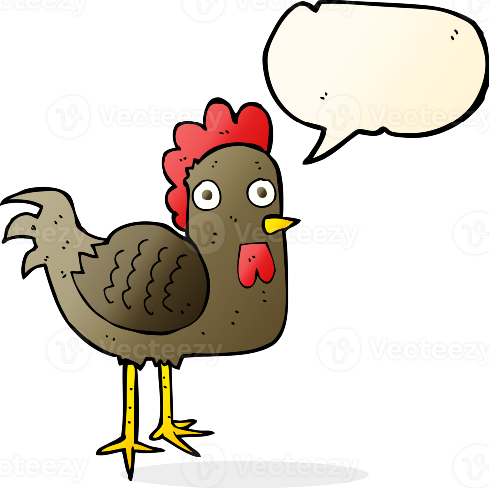 cartone animato pollo con discorso bolla png
