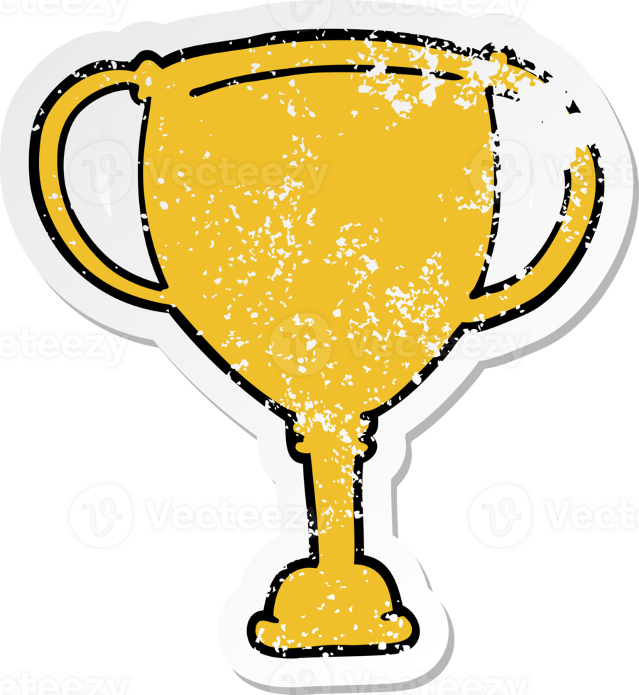 distressed sticker of a cartoon sports trophy png