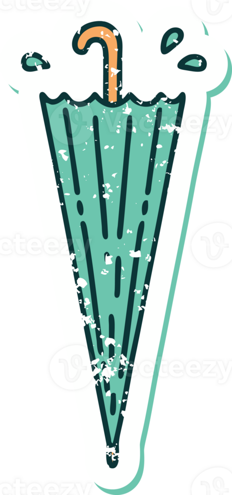 iconic distressed sticker tattoo style image of a closed umbrella png