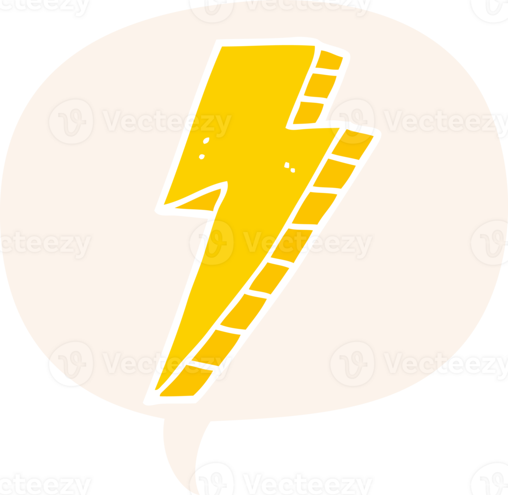 cartoon lightning bolt with speech bubble in retro style png