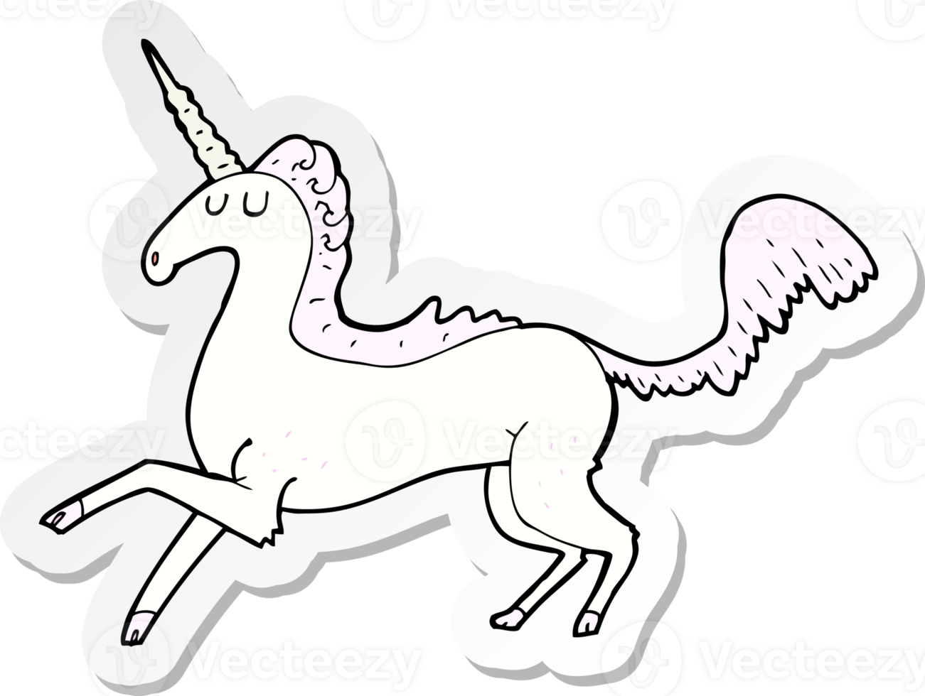 sticker of a cartoon unicorn png
