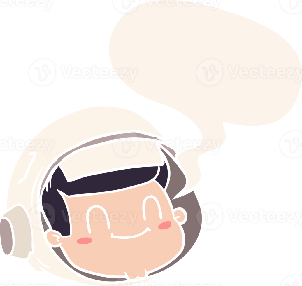 cartoon astronaut face with speech bubble in retro style png