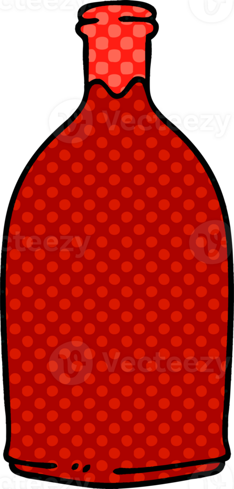 comic book style quirky cartoon red wine bottle png