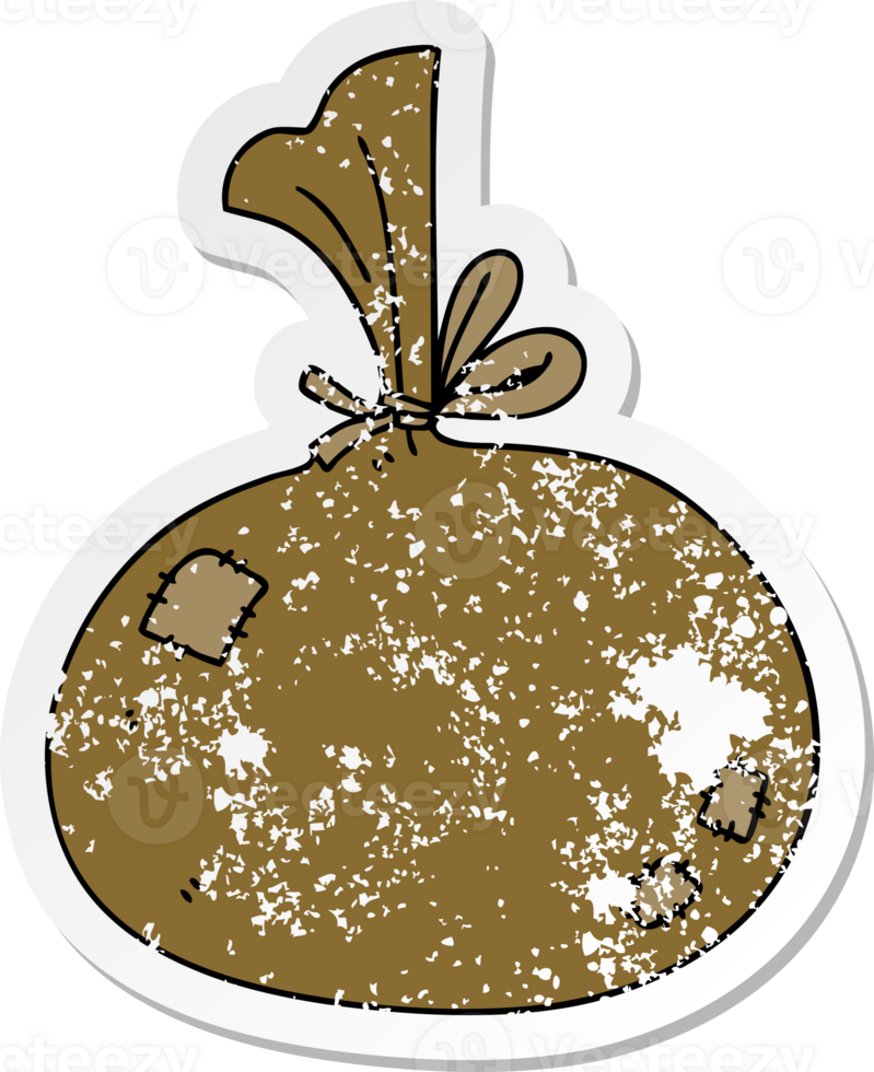 distressed sticker of a quirky hand drawn cartoon sack png