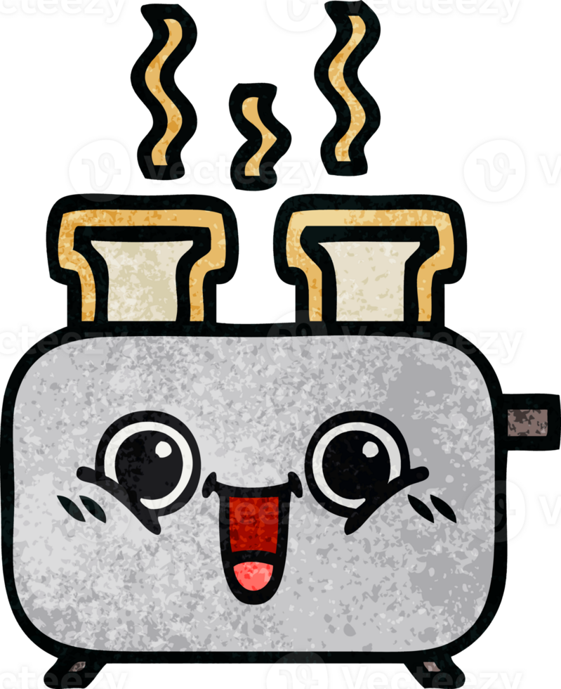 retro grunge texture cartoon of a of a toaster png